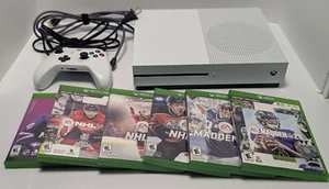 Xbox One S 500GB White Console Bundle Lot 6 Sports Games, Controller, Cables - Picture 1 of 14