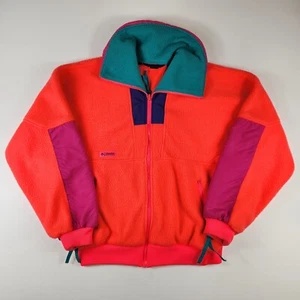 Columbia Sportswear Wizbang Fleece Jacket Neon Pink Salmon Women's XL VTG 90s - Picture 1 of 11