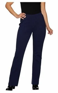 NEW DENIM & CO $46 Petite Lightly Bootcut Ponte Pants Navy PXS W-A296179 - Picture 1 of 2