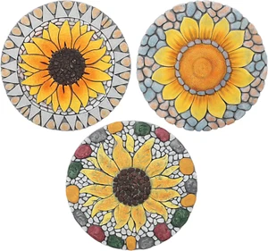 3er Pack Sonnenblume Trittstein, 10 Zoll Deko Garten Stufe Stein für Hof, - Bild 1 von 12