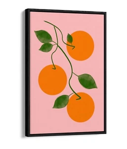 ORANGEN AUF RANKE TRENDY MINIMALISTISCH KÜCHE - SCHWEBEFFEKT LEINWANDBILD WANDKUNSTDRUCK - Bild 1 von 12