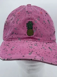 Blackjack Distressed Pineapple Adjustable Pink Hat Cap Paint Splatter - Picture 1 of 19