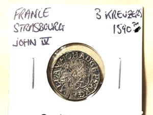 France Strasbourg 3 Kreuzers 1590?? John IV Silver - Picture 1 of 2