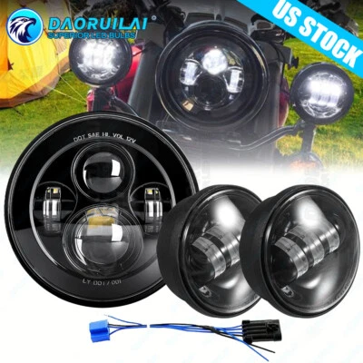 Faro LED 7" + Luces de paso de 4,5" para Harley Davidson Street Glide Special Foto 1 de 4