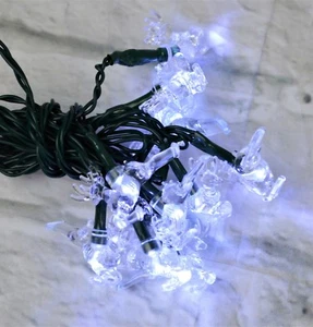 Battery Operated Reindeer Twinkle Party Lights String Ultra LED 10 White 4.5' - Picture 1 of 6