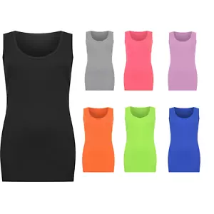 Plus Size Womens Plain Ribbed Ladies Sleeveless Scoop Neck Vest Top - Picture 1 of 28