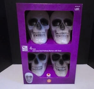 New Home Accents Urlaub 4er Pack Gruselige Totenkopf Weg Markierungen mit Timer - Bild 1 von 1