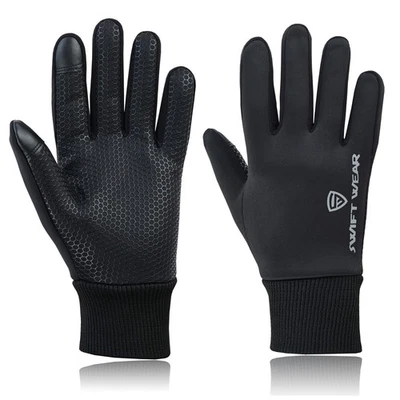 Mens Running Gloves Thermal Winter Warm Touchscreen Anti Slip Stretchable Gloves - Image 1 of 4