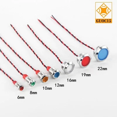 6-22mm Metal LED Indicador Luz Piloto Panel de Tablero Lámpara Impermeable Coche Barco Foto 1 de 4