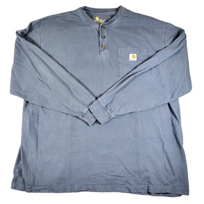 Carhartt Mens 2XL Gray Henley Long Sleeve Pocket T Shirt Original Fit - Image 1 of 4