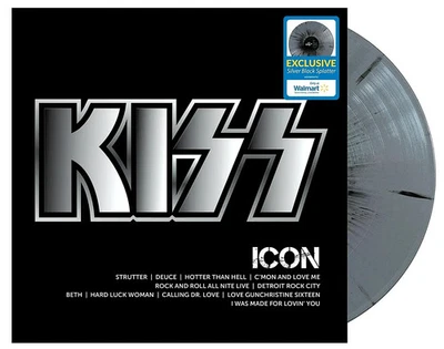 KISS ICON Silver Black Splatter Vinyl Walmart Exclusive Rare Sealed NEW - Image 1 of 4