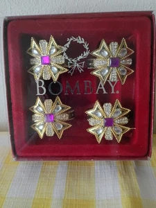 Bombay lila Medaillon Schmuck Serviettenringe-Neu in Box 4er Set - Bild 1 von 4