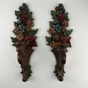 Applique candela siroco vintage set di 2 colorate floreale marrone multicolore 1956 - Foto 1 di 10