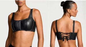 Mini Corsé Top Victoria’s Secret Negro MUY SEXY Cuero Sintético Nuevo con Etiquetas Talla Mediana - Imagen 1 de 8
