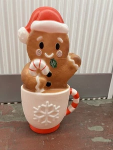Gingerbread in a Cocoa Cup Candy Cane Christmas LED Blow Mold 33” New 2024 - Picture 1 of 3