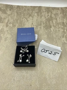 Keglim Laufer Black & White Real Pearl Silhouette Ring Sz 7.5 & Earrings To Matc - Picture 1 of 8