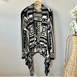 Cárdigan Manta Scully Negro Crema Talla XL Western Wear Cascada Frente Abierto - Imagen 1 de 6