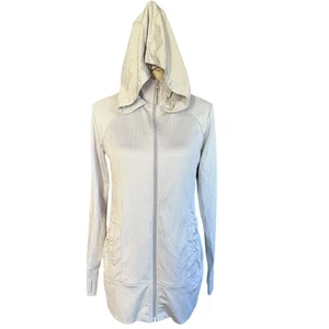 Mondetta weiß grau Chevron Yoga Kapuzenjacke Größe Small gebraucht, in einwandfreiem Zustand - Bild 1 von 7