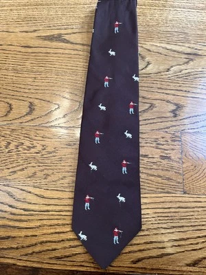 Corbata Rifle Cazador Preppy Rabbit Hunt Vintage Años 60 Marrón Bordado Critter Foto 1 de 4