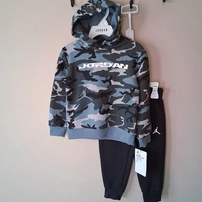 Air Jordan Jumpman Camuflada Sudadera con Capucha Conjunto Jogger 2T-Negro Gris Foto 1 de 4