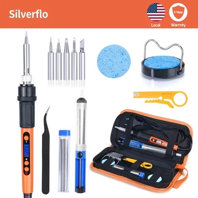 100W Electric Soldering Iron Tool Kit Solder Wire Tips Desoldering Pump Tweezers - Image 1 of 4