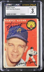 1954 Topps Harvey Huenn Authentic Auto CGC/JSA 3 (10 Auto Grade) - Picture 1 of 2