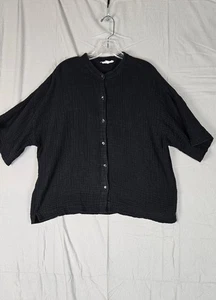 NWT! J. Jill Love Linen black Size XL 100% Linen BUTTON-UP Long-Sleeve  - Picture 1 of 11