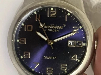 Precision by GRUEN GP432MN Mens Blue Wrist Watch Silver & Gold (No Strap; Parts) - Image 1 of 4