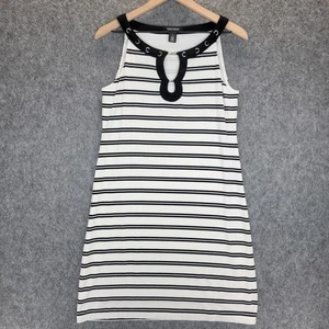 White House Black Market Dress Womens Small Stripe Sleeveless Keyhole Fit Flare - Picture 1 of 11