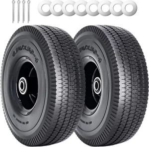 SIMEIQI 2Pack 10 x 4,10/3,50-4" Solid PU Run-Flat Ruota per Pneumatici 10 Pollici, Nero - Foto 1 di 7
