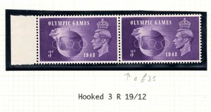 GVI - 1948 Olympics. QCom15c. 3d horizontal pair, 1 with Hooked 3 error. MNH. - Picture 1 of 1
