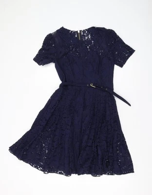Vestido para mujer Whistles azul línea A encaje hasta la rodilla talla 10 Foto 1 de 4