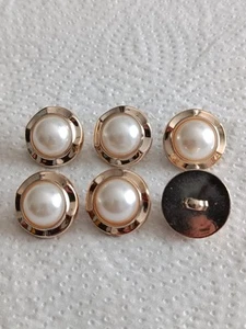 6 Harzknöpfen 21 mm weiß gold rund Strass Ösenknopf Rund Bluse Mantel Hemd - Bild 1 von 1