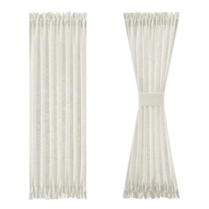 Side Light Linen Texture Semi Sheer Narrow French Door Panels for Front/Glass... - Picture 1 of 9