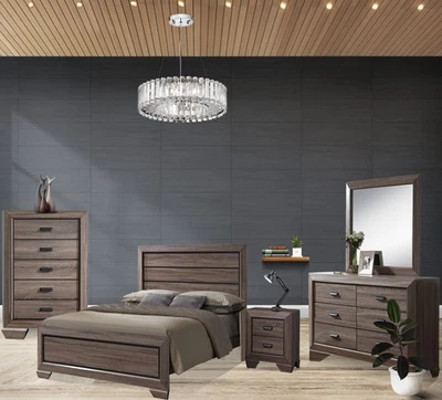 Kings Brand Furniture - Black/Brown Wood Modern King Size Bedroom Furniture Set - Image 1 of 4