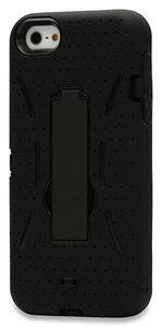 Schwarze Deluxe Stand Hülle mit silbernem Touch Stylus Pen für Apple iPhone 5, 5s - Bild 1 von 5