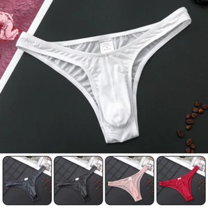 Mens Low Rise Briefs Thong Bikini Panties G-String Seamless Underwear Knickers - Picture 1 of 16