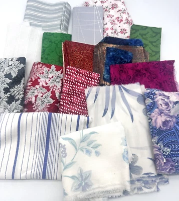 One Pound Lot Cotton Fabric Scraps De-stash Quilting Slow Stitch Crafting #1796 - Image 1 of 4