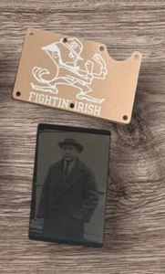 Notre Dame Fighting Irish Aluminum RFID Cardholder - Gold + Knute Rockne Photo - Picture 1 of 7