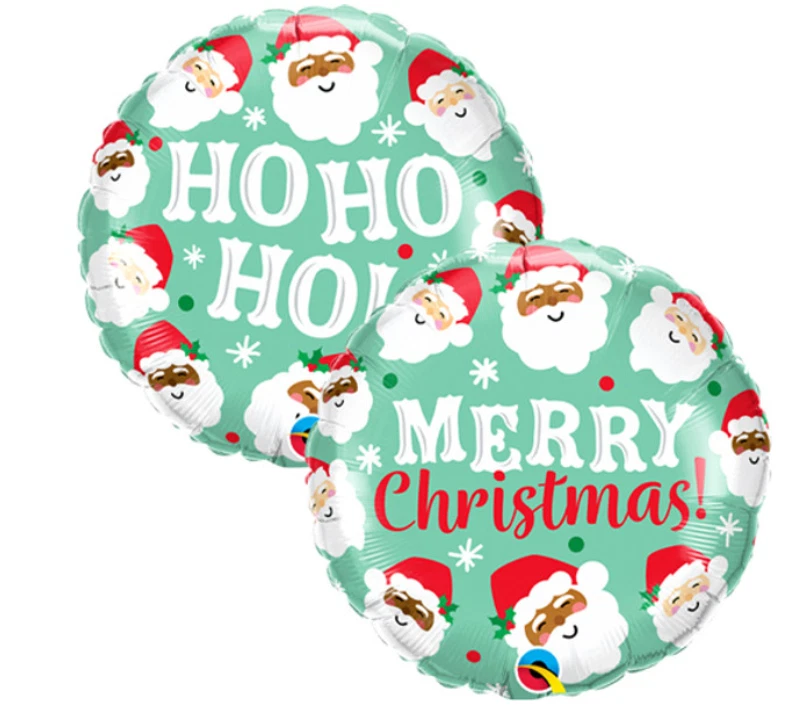 Ho Ho Ho Christmas Santas Qualatex 18" Foil Balloon 23316 - Image 1 of 1