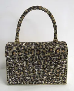 NWT D’margeaux New York Leopard Rhinestone Handbag with Shoulder Chain - Picture 1 of 12
