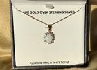 GENUINE OPAL (1-1/2 ct. t.w.)&amp; WHITE TOPAZ (5/8 ct. t.w.)LOVELY PENDANT NECKLACE