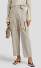 $2,295 Brunello Cucinelli Women Beige Belted Cargo Pocket Wool Pants I 52/US 16
