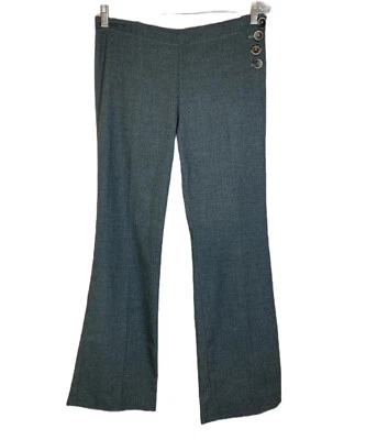 Anthropologie Elevenses Pants The Brighton Grey Trousers Wide Leg Buttons Sz  10 - Image 1 of 4