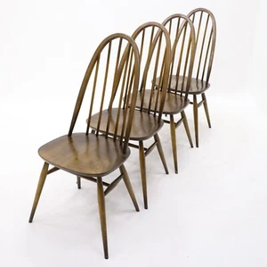 4 Ercol Windsor Quaker Bow Back Dining Chairs Traditional c1979 FREE UK Delivery - Picture 1 of 24