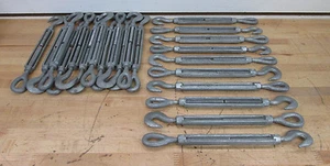 CAMPBELL 3/8" x 6" HOOK & EYE GALVANIZED TURNBUCKLES; 21 PIECES. ~NEW~SURPLUS~ - Picture 1 of 8