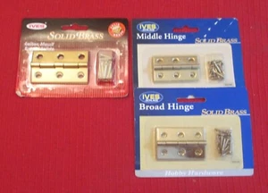 3 Sets of Solid Brass Butt Hinges and Screws - New 2x1&3/16 and 2&1/2x1&9/16 - Picture 1 of 5