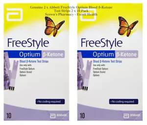 Genuine 2 x Abbott FreeStyle Optium Blood ß-Ketone Test Strips 2 x 10 Pack - Picture 1 of 4