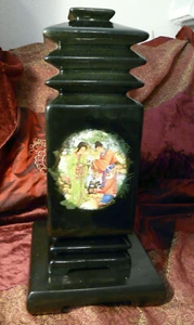 VINTAGE 1985 HTF ARNELS CERAMIC 15" TALL BLACK TOWER W/BASE - INCENSE BURNER? - Picture 1 of 12