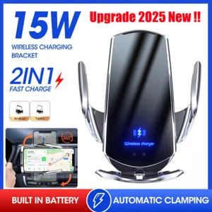 15W Wireless Car Charger Fast Charging Mount Phone Holder Automatic Clamping - Zdjęcie 1 z 26